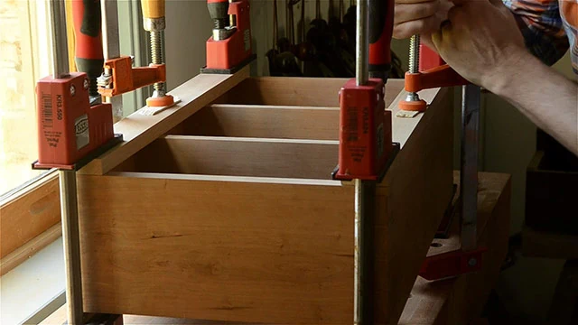Shaker Cherry Wall Cupboard Gluing Face Frames And Clamping With Woodworking Clamps