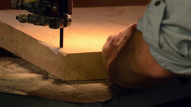 Cutting Wood On A Woodworking Bandsaw