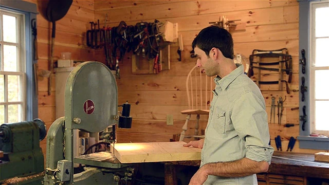 Elia Bizzari Cutting Out A Windsor Chair Seat On A Woodworking Bandsaw