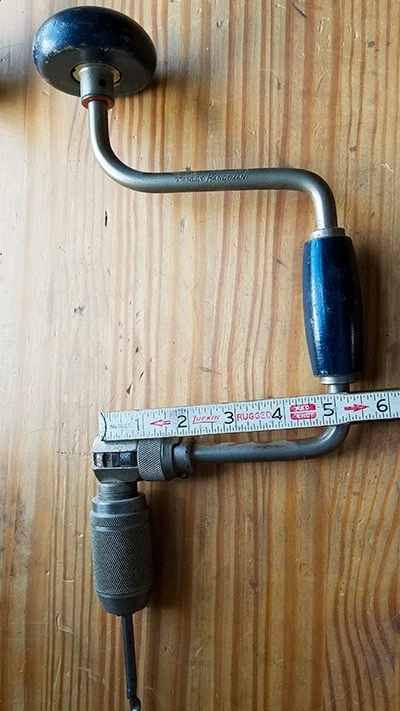 Stanley Handyman Brace And Bit Manual Hand Drill With A Folding Zig Zag Rule Measuring The 10 Inch Sweep