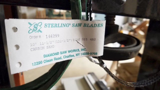 Bandsaw Blade With A Tag That Says Sterling Saw Blades Diamond Saw Works