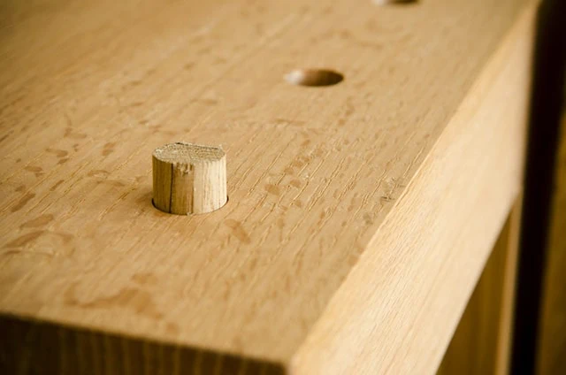 Bench Dog On A Portable Moravian Workbench Slab Top