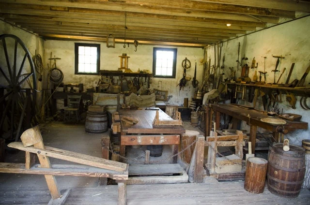 A Shaving Horse Inside A Historic Workshop At Middleton Plantation