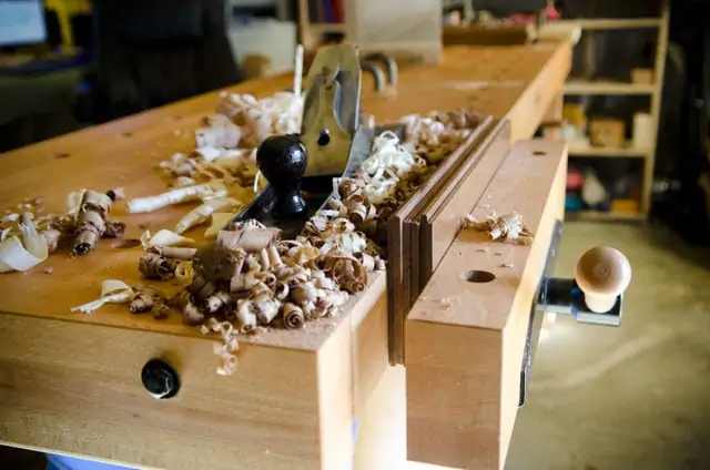 Hand Planing In The Woodworking Bench Vise Of A Sjobergs Workbench