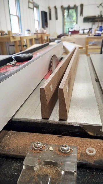Sawstop Table Saw With Mahogany Winding Sticks That Have Just Been Cut