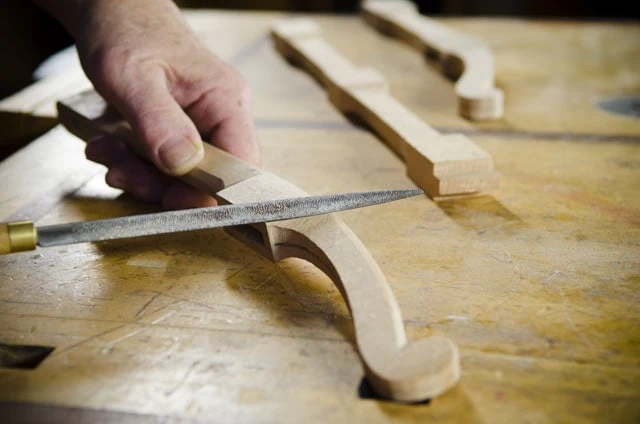 Woodworker Using A Auriou Modeler'S Rasp To Make A Howarth Bow Saw