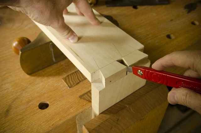 Red Swan Morton Dovetail Marking Knife Laying Out Dovetails On A Roubo Workbench